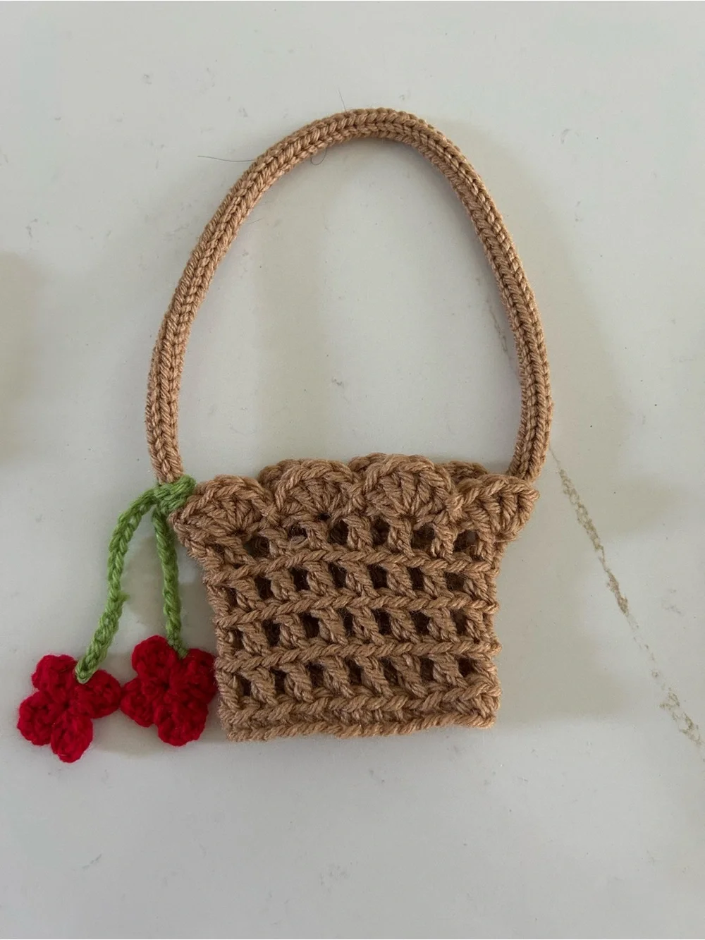Handmade Beige Crochet coffee cup holder with Yellow Flower Accent